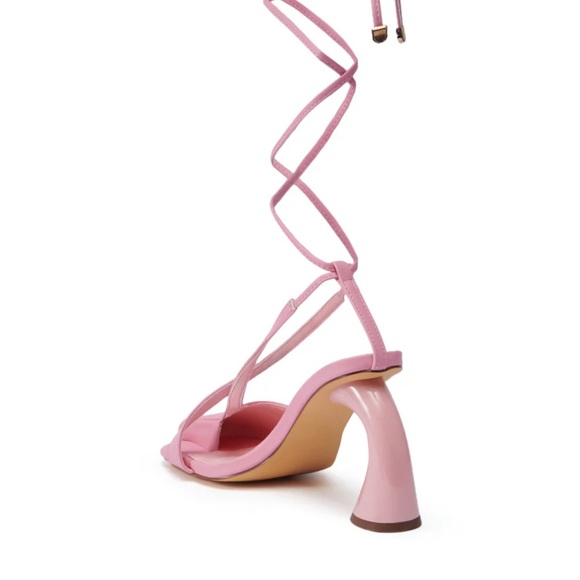 Liliana Pink Lace up Block Heel Pumps - Picture 7 of 8